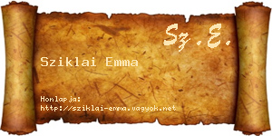 Sziklai Emma névjegykártya